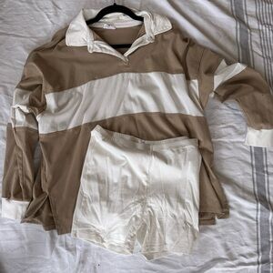 Tan and White Striped Set